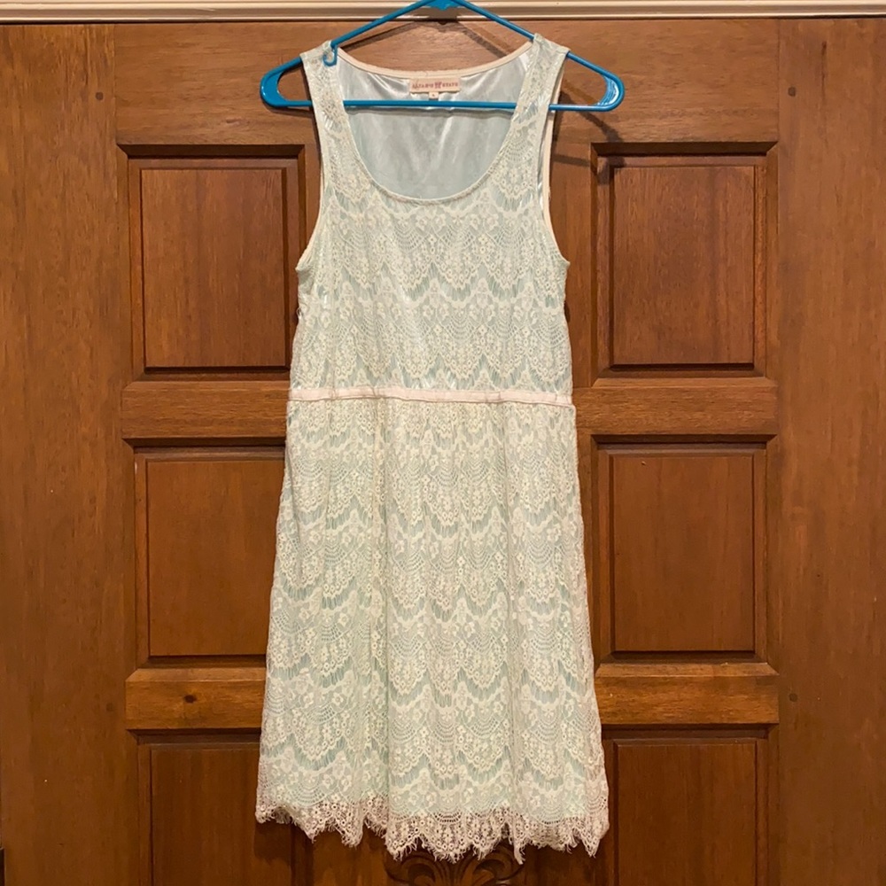 Mint green with cream lace overlay sundress